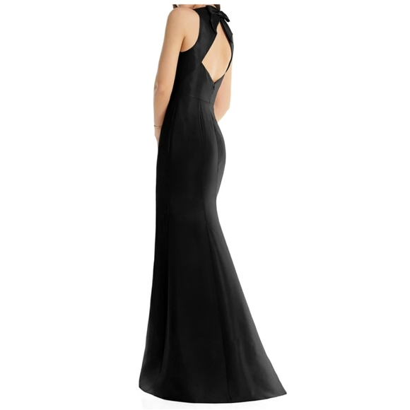 ALFRED SUNG Jewel Neck Bowed Open-Back Trumpet Dress Size 0 - Picture 2 of 3